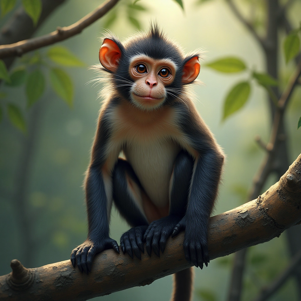 Curious Monkey in the Forest